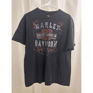 Harley Davidson Black T Shirt, Twin Cities Logo on back, size L